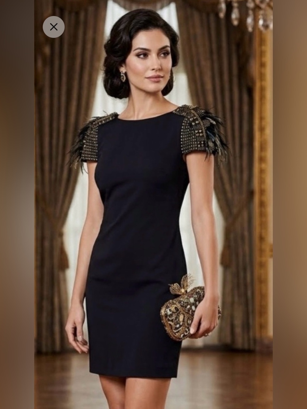 Tibi Black Mini Dress with Embellished Cap Sleeves - Picture 11 of 11